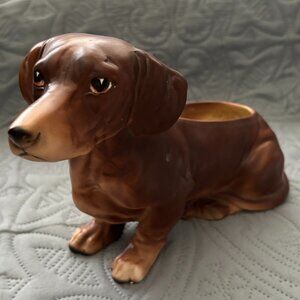Vintage Dachshund Dog Breakable Table Planter Plant Numbered 1276 10" Long